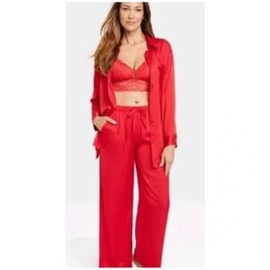 Stars Above Red Satin Pajama Pants NWT Size Large